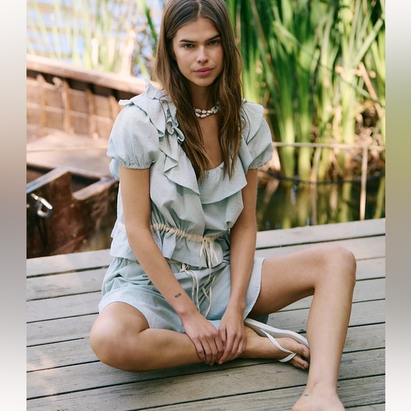 Free People Free-est Lilibeth Short Set Coquette Ruffle Cotton Romantic Set SM - Picture 2 of 11